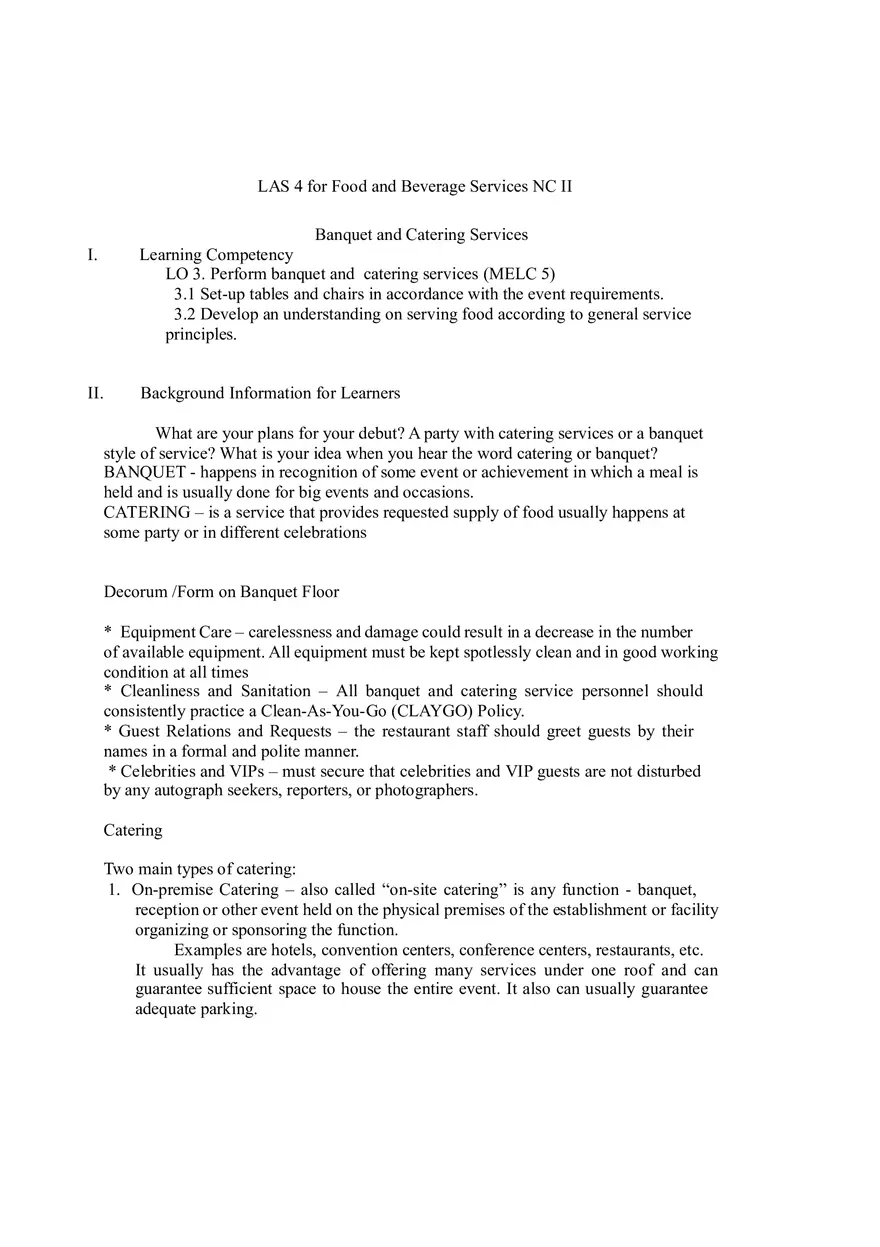 Food and Beverage Services - Page 1
