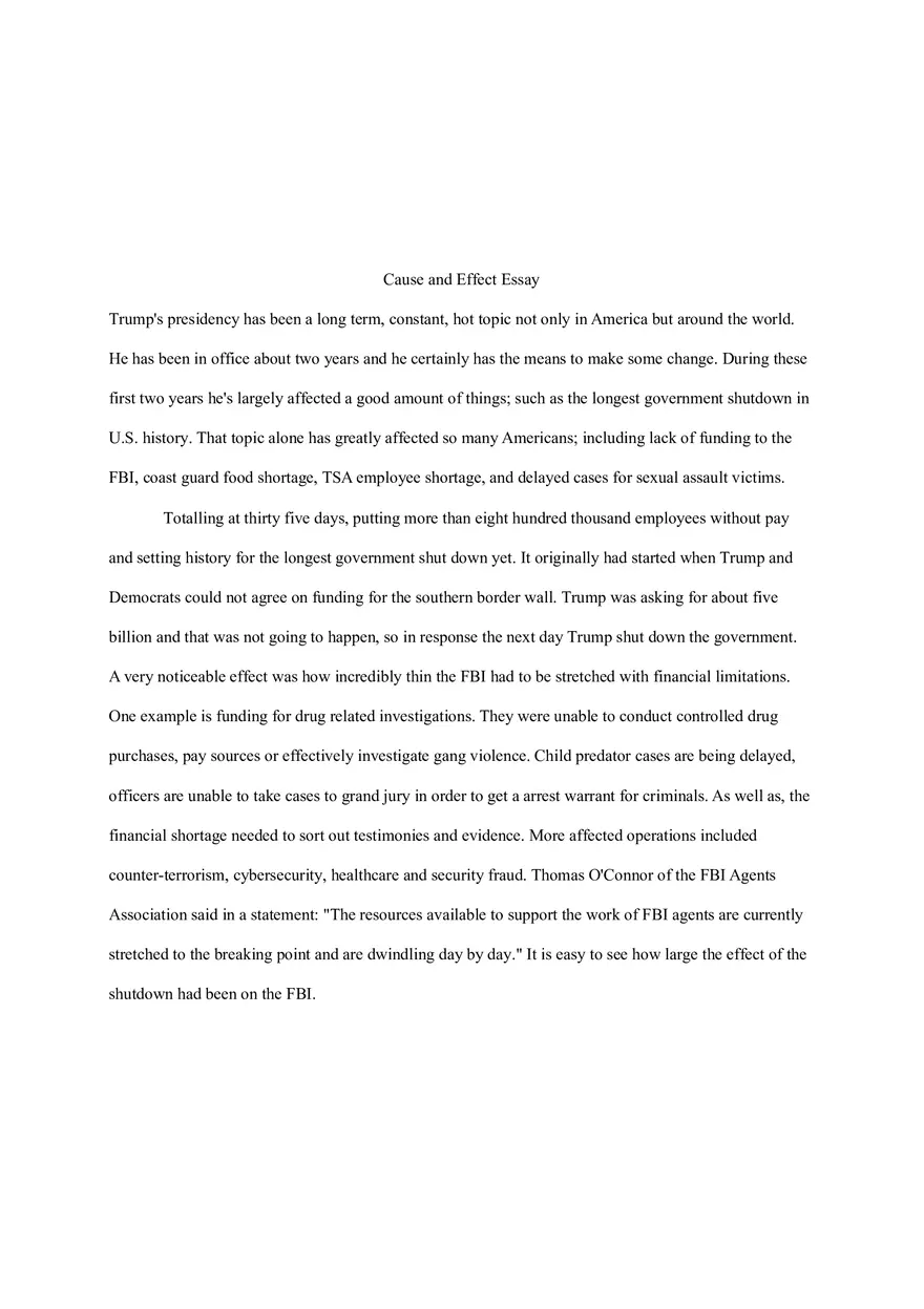 Cause and Effect Essay - Page 1