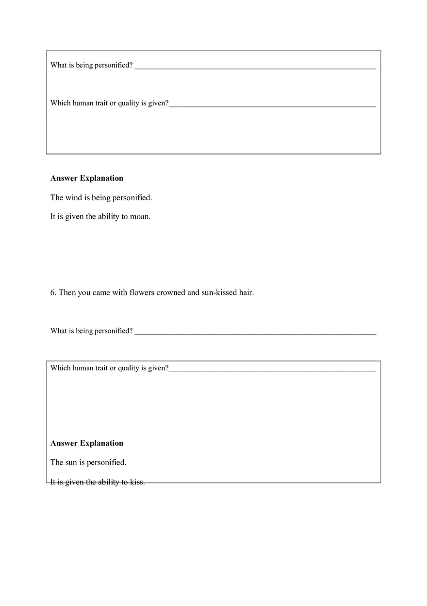 Personification Worksheet 6 - Page 5