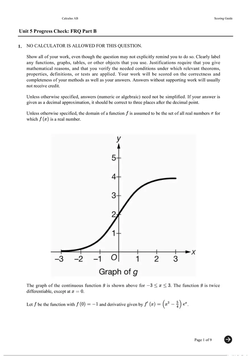 Unit 5 Progress Check FRQ Part B - Page 1