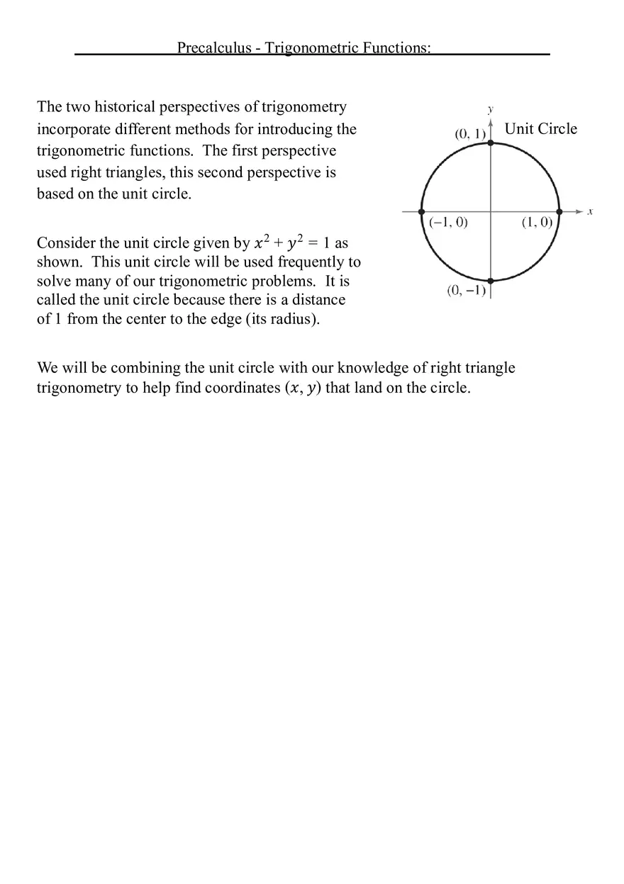 Precalculus Trigonometric Functions Answers - Page 1