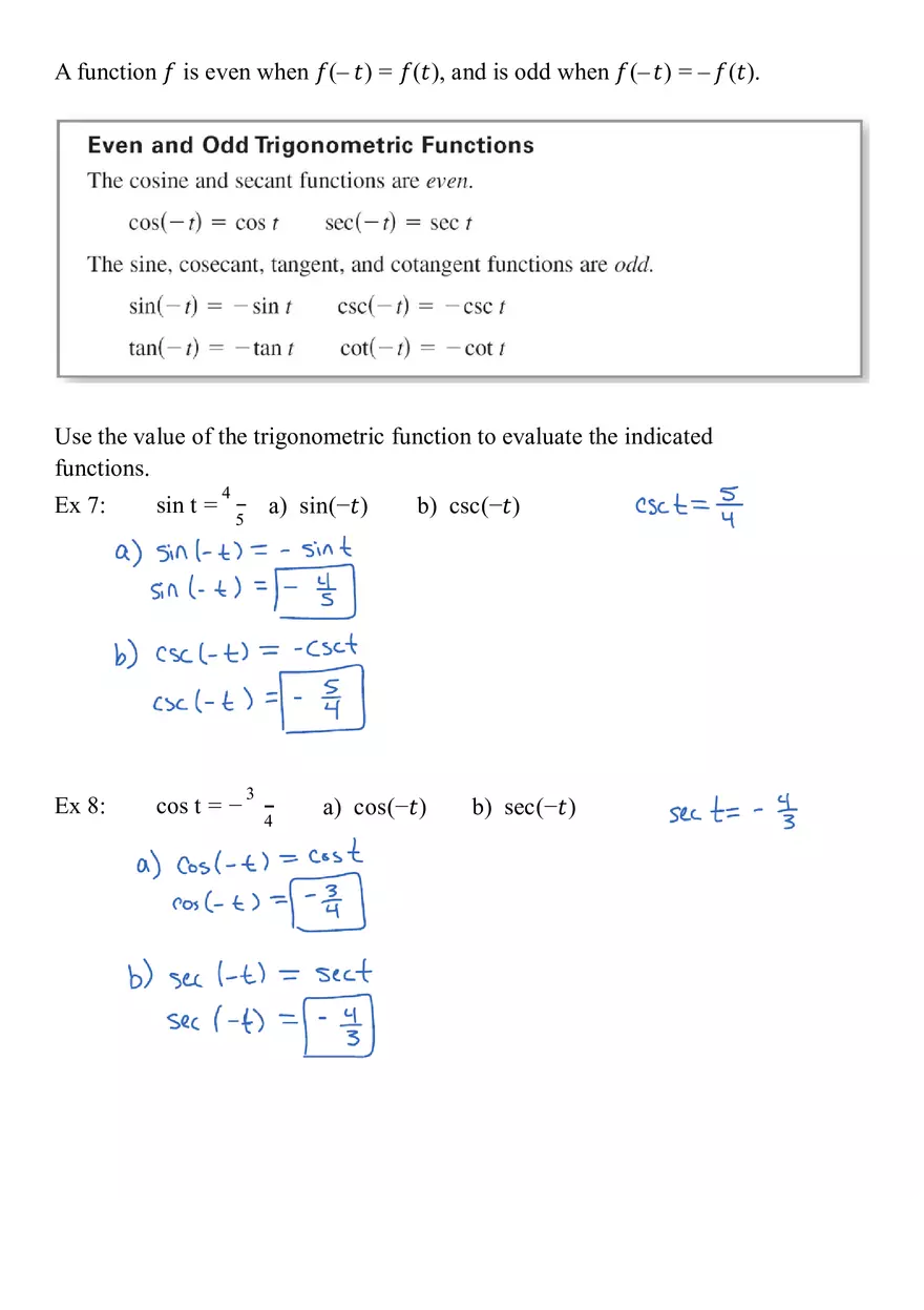 Precalculus Trigonometric Functions Answers - Page 3