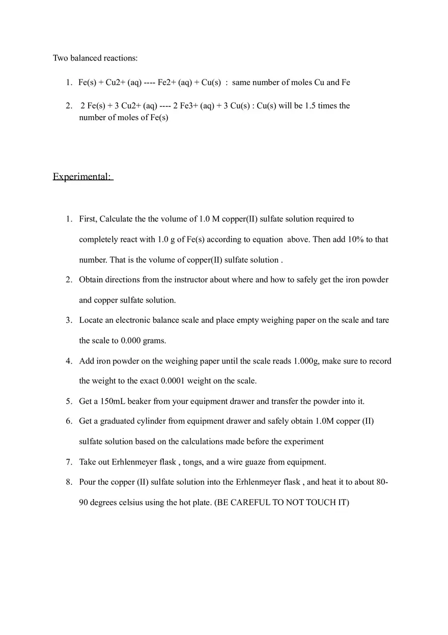Stoichiometry of Iron-Copper - Page 2