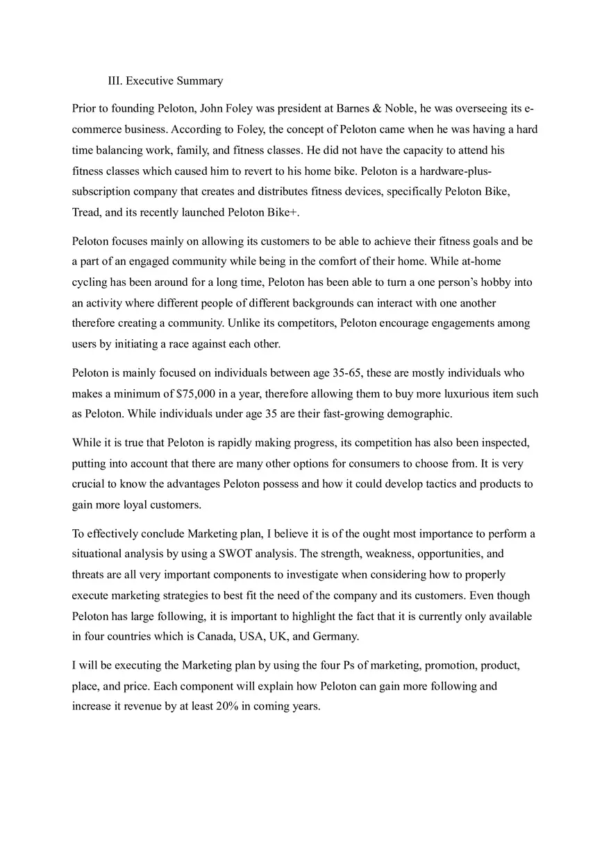 Peloton Marketing Final Project - Page 1