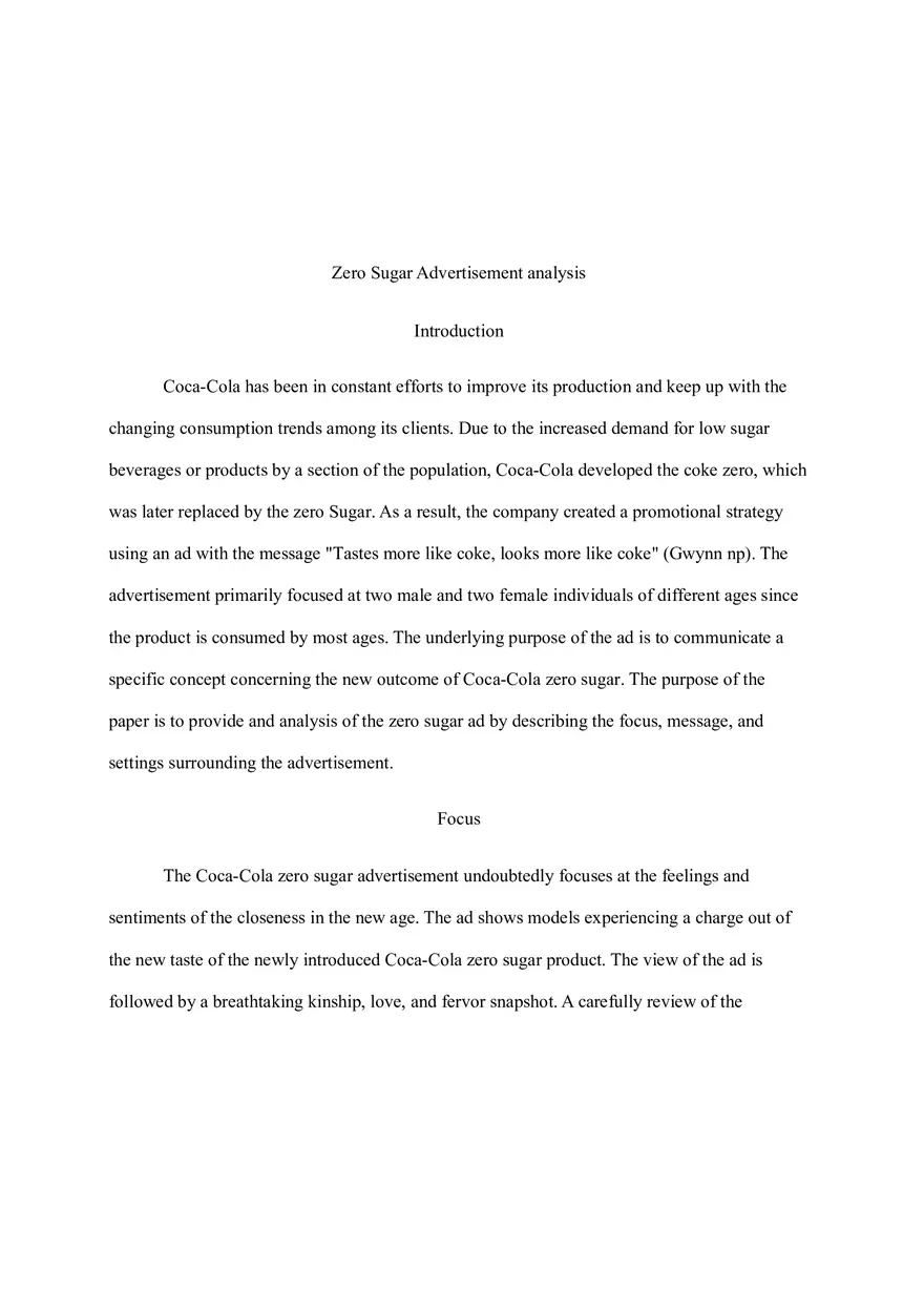 Zero Sugar Advertisement Analysis - Page 1