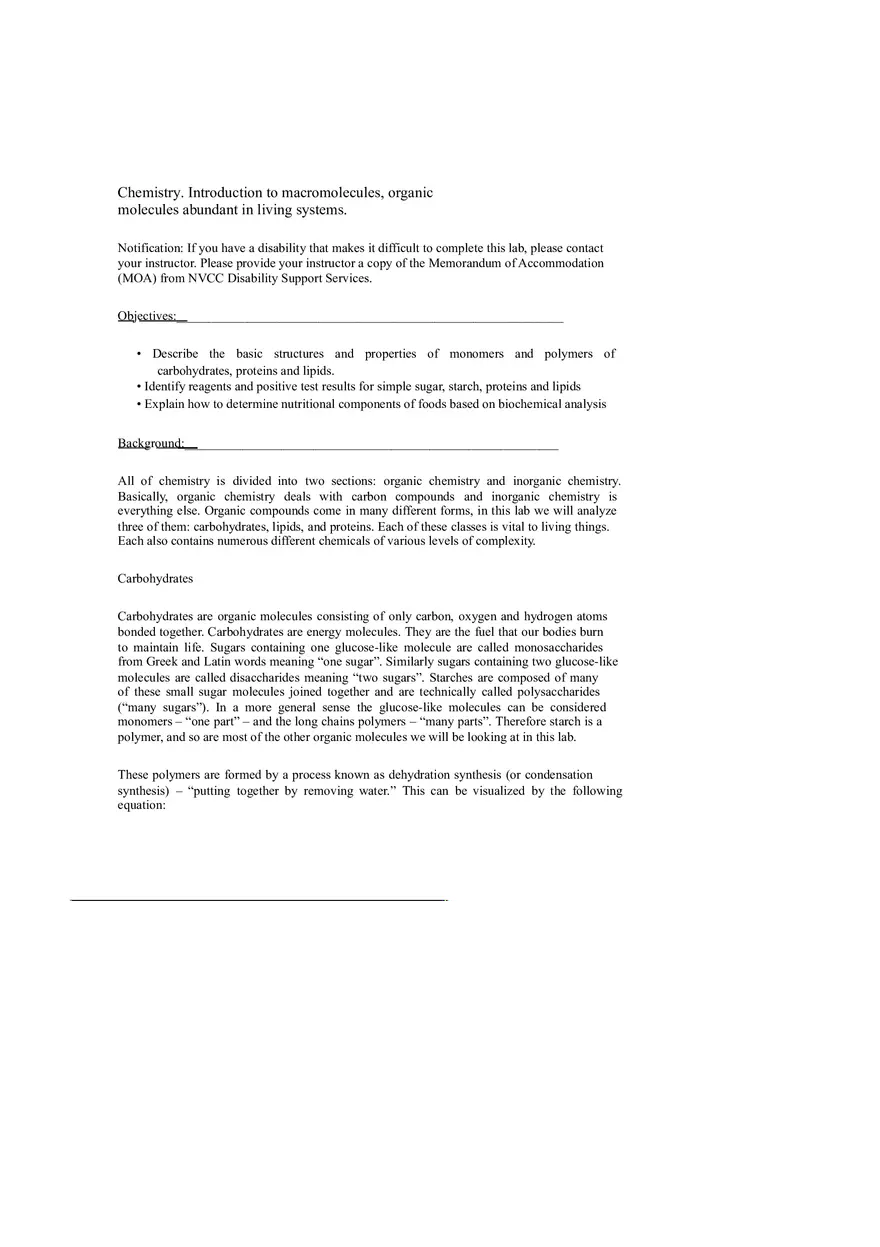 Macromolecules (with Lab Simulation) - Page 1