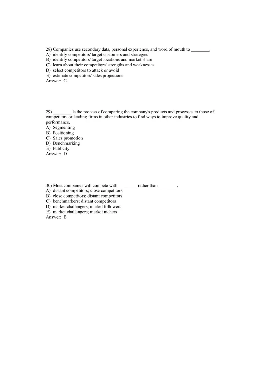 Creating Competitive Advantage (Marketing) Answer Key Part 1 - Page 10