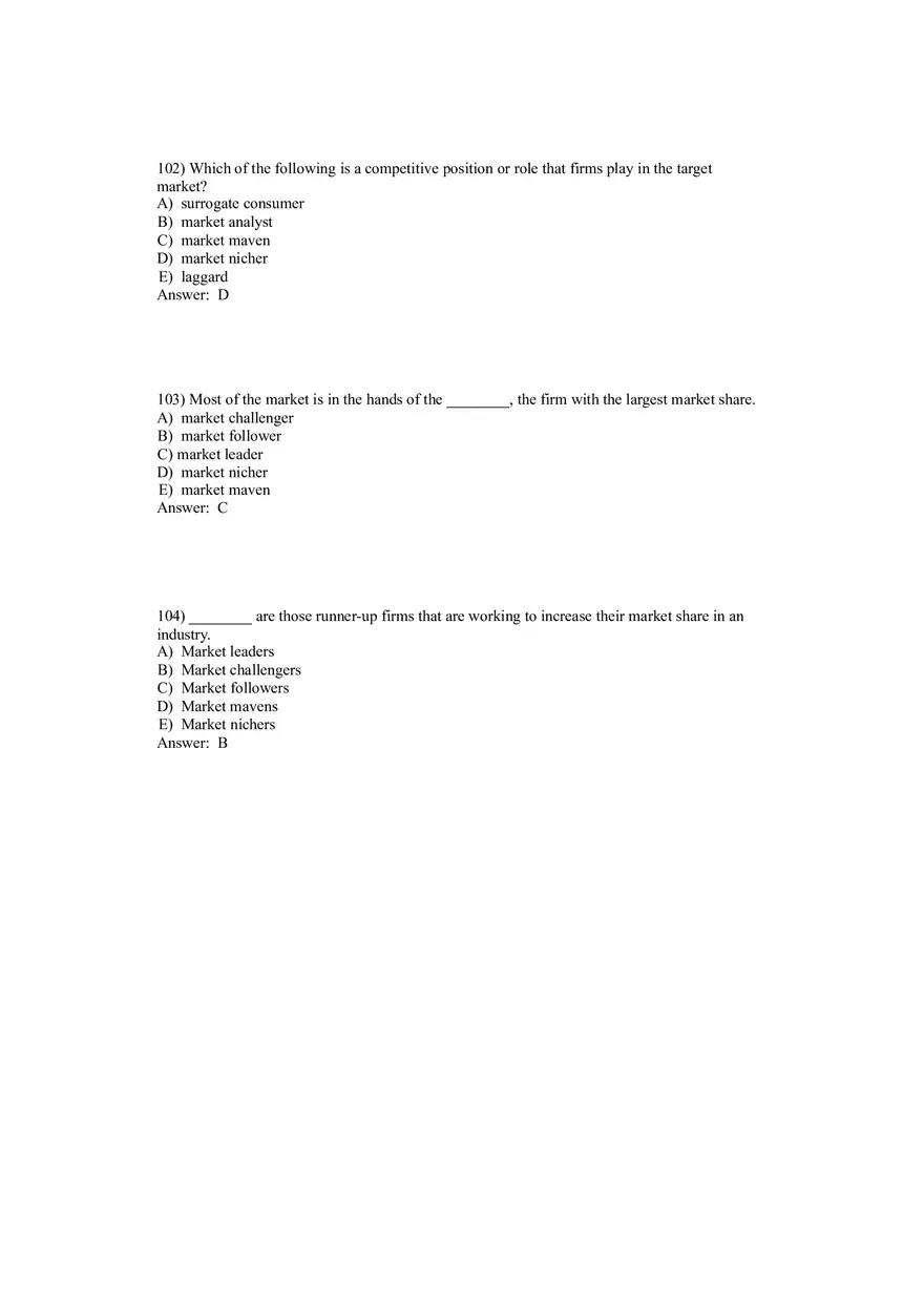 Creating Competitive Advantage (Marketing) Answer Key Part 4 - Page 3