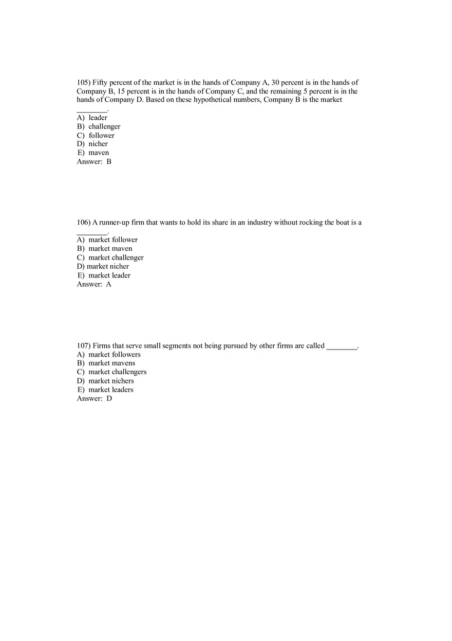 Creating Competitive Advantage (Marketing) Answer Key Part 4 - Page 4