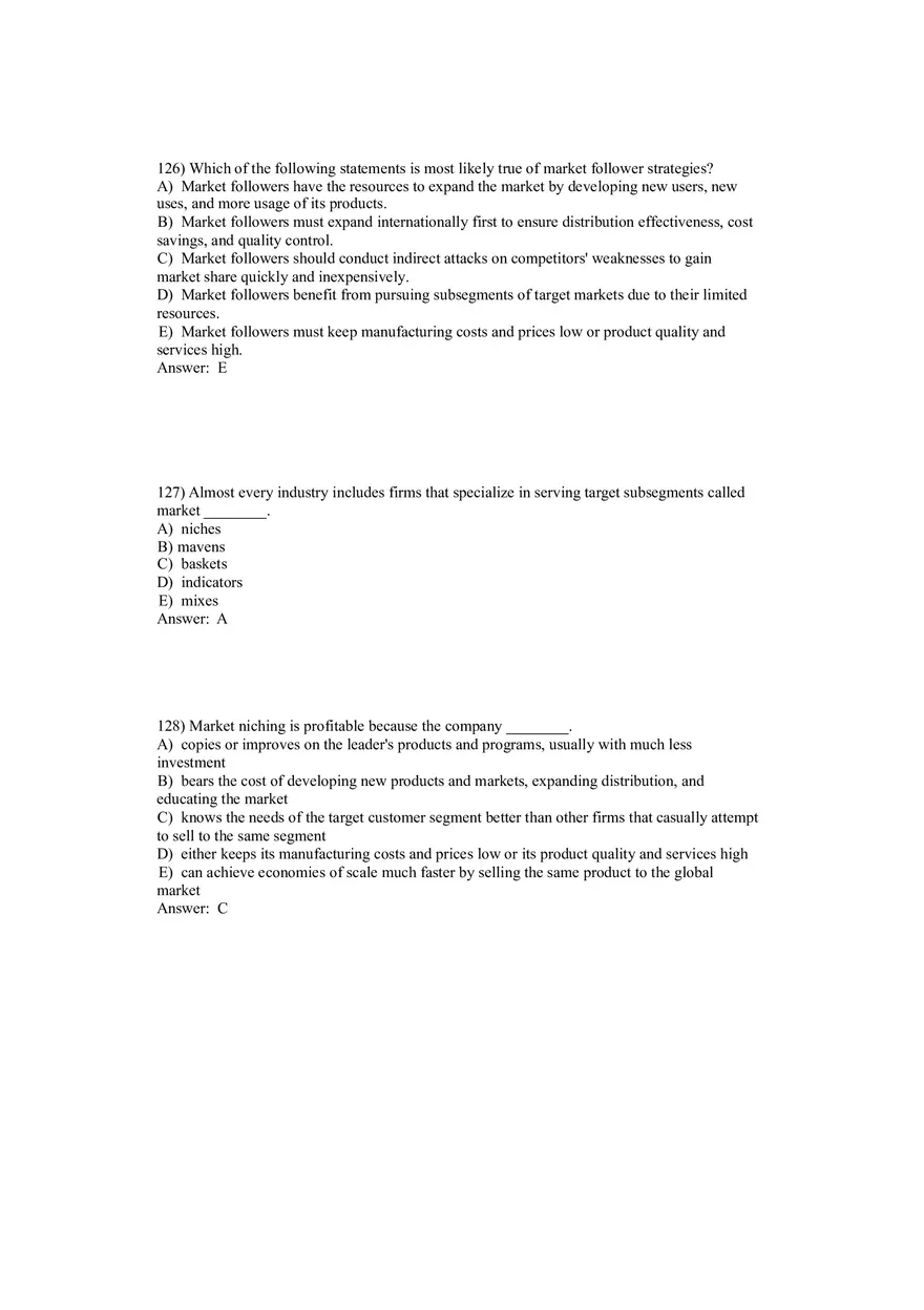 Creating Competitive Advantage (Marketing) Answer Key Part 5 - Page 1