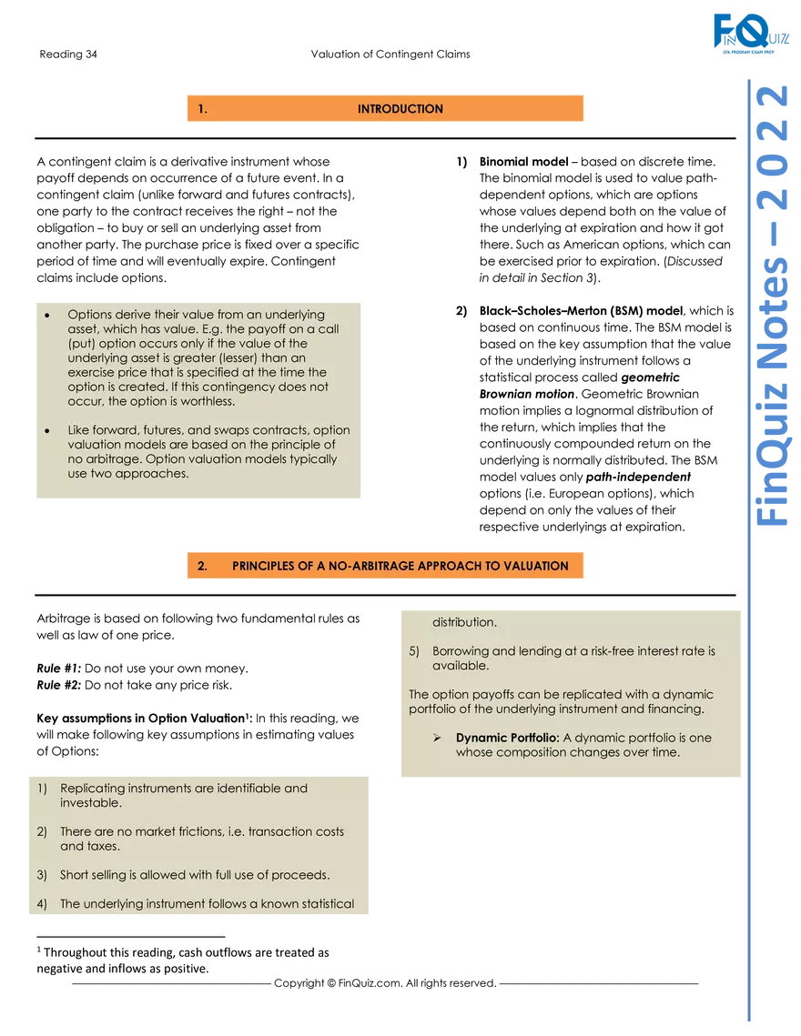 Curriculum Note, Study Session 13, Reading 34 - Page 1