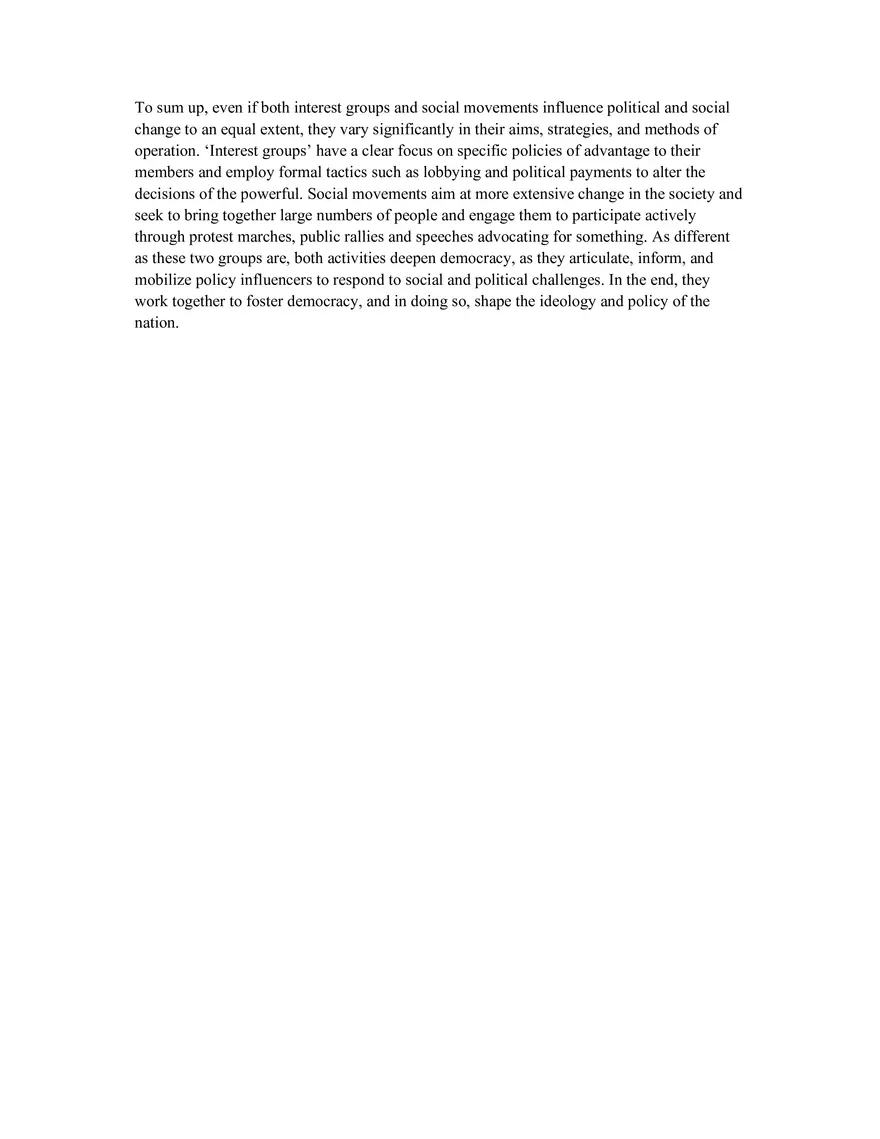 Interest Groups vs. Social Movements Essay - Page 2