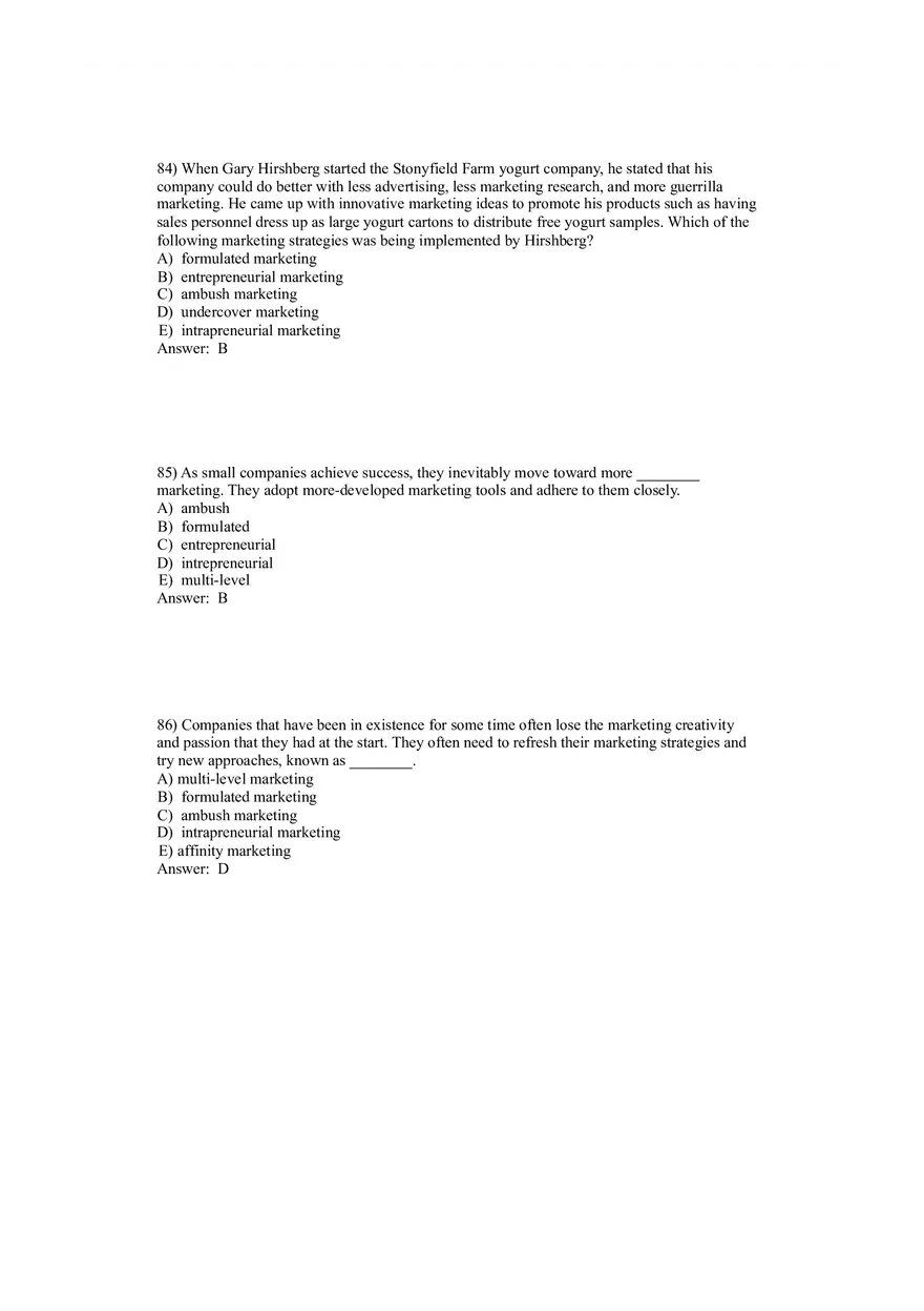 Creating Competitive Advantage (Marketing) Answer Key Part 3 - Page 7