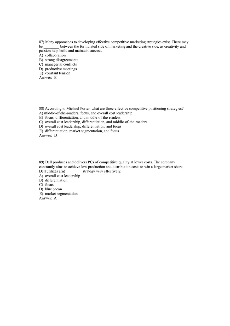 Creating Competitive Advantage (Marketing) Answer Key Part 3 - Page 8