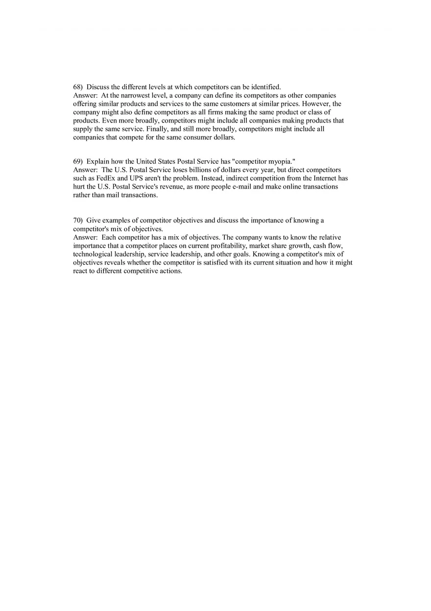 Creating Competitive Advantage (Marketing) Answer Key Part 3 - Page 1