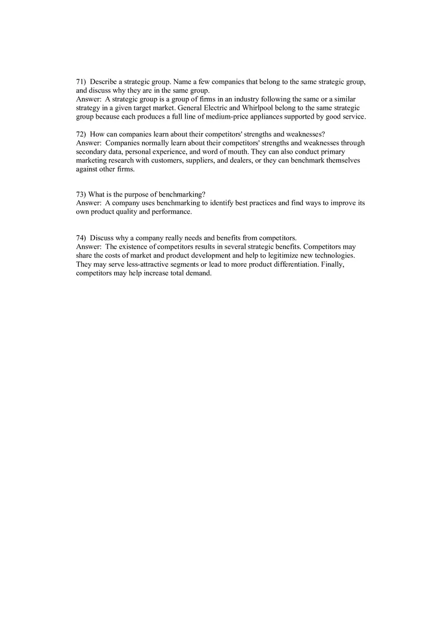 Creating Competitive Advantage (Marketing) Answer Key Part 3 - Page 2
