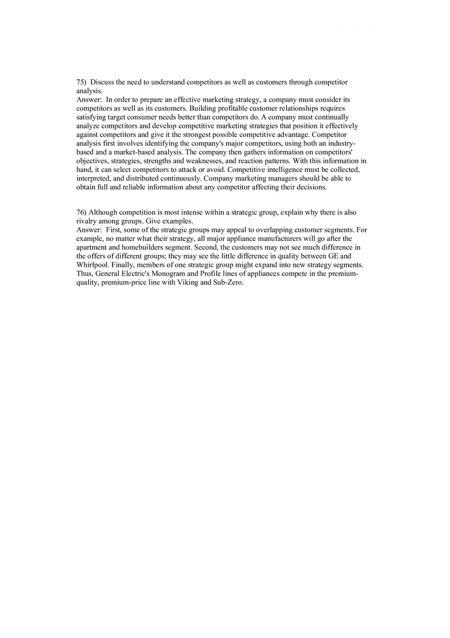 Creating Competitive Advantage (Marketing) Answer Key Part 3 - Page 3