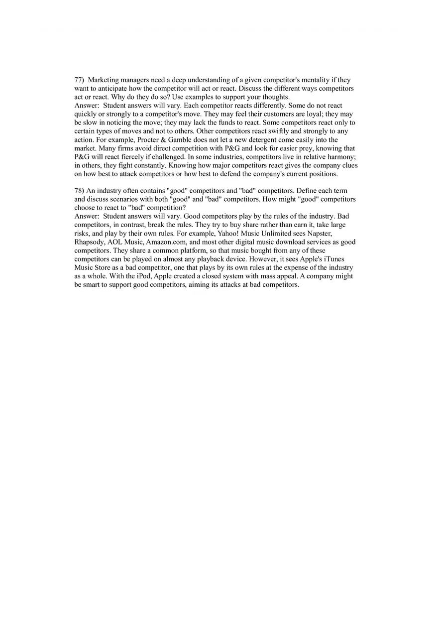 Creating Competitive Advantage (Marketing) Answer Key Part 3 - Page 4