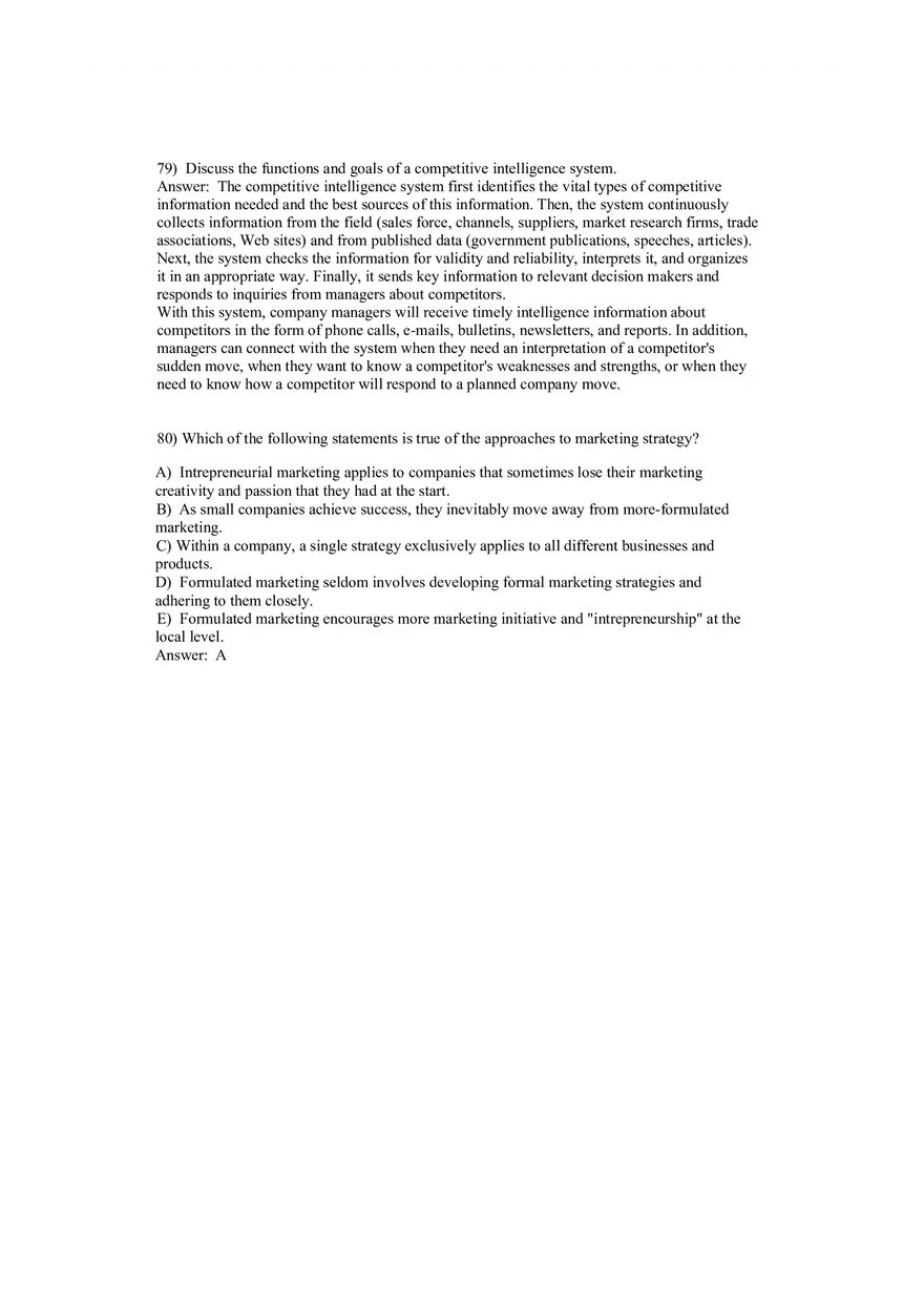Creating Competitive Advantage (Marketing) Answer Key Part 3 - Page 5