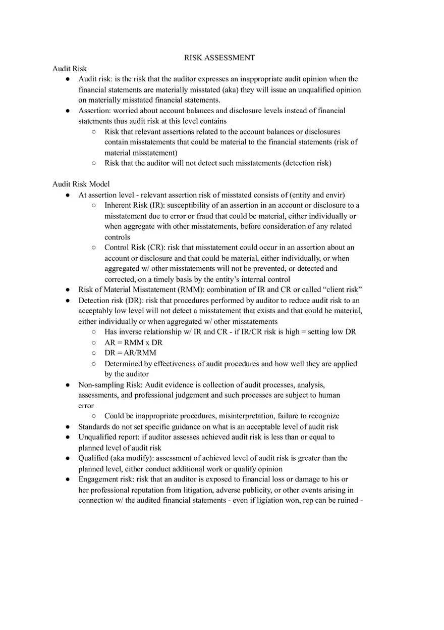 Summary Auditing and Assurance Services - Page 1