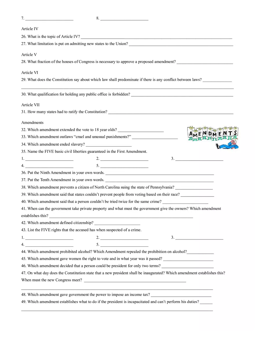 Constitution Government Scavenger Hunt - Page 2
