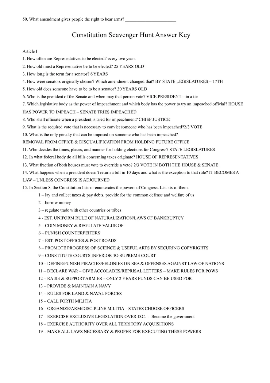 Constitution Government Scavenger Hunt - Page 3