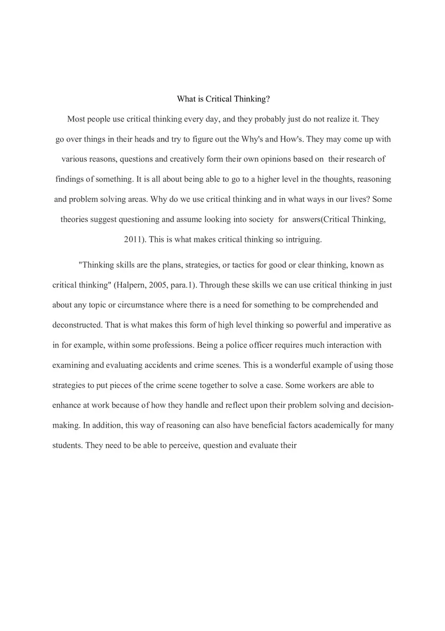 What Is Critical Thinking - Definition, Everyday Use - Page 1