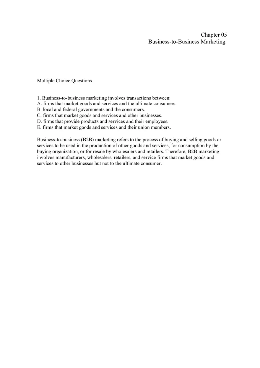 Business-to-Business Marketing Ch 5 (Part 1) - Page 1