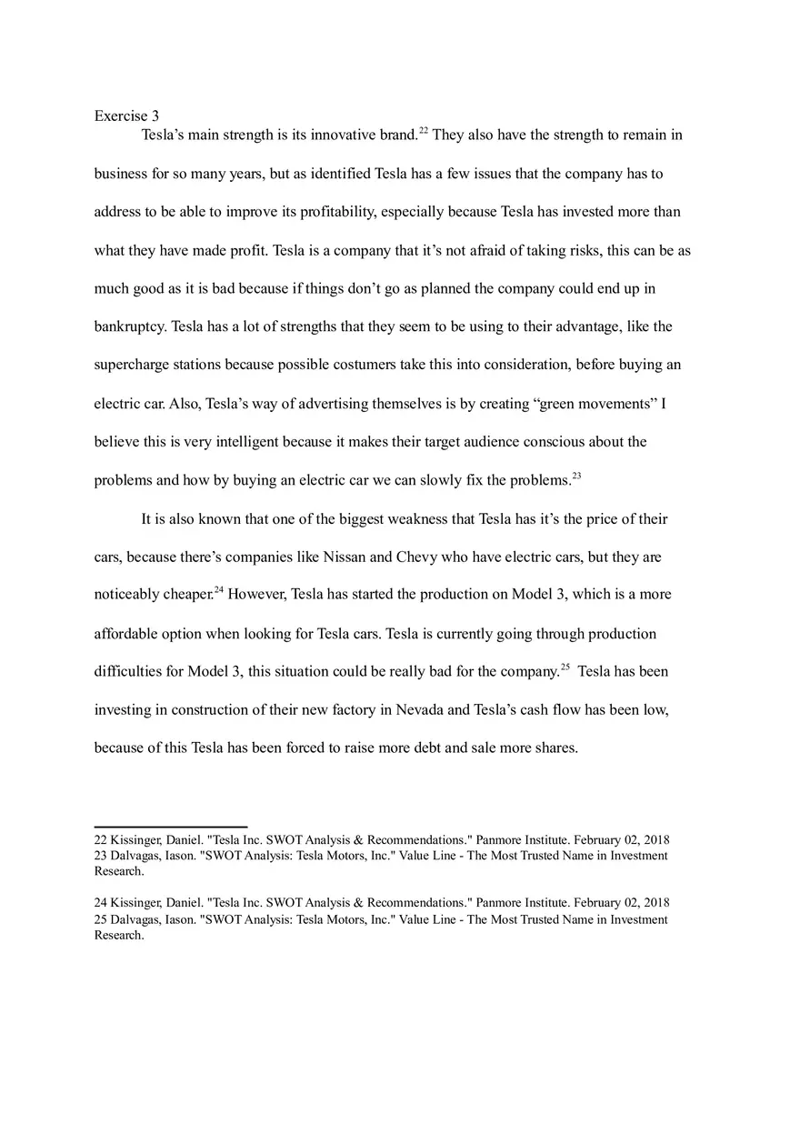 SWOT Analysis for the Tesla Company - Page 3