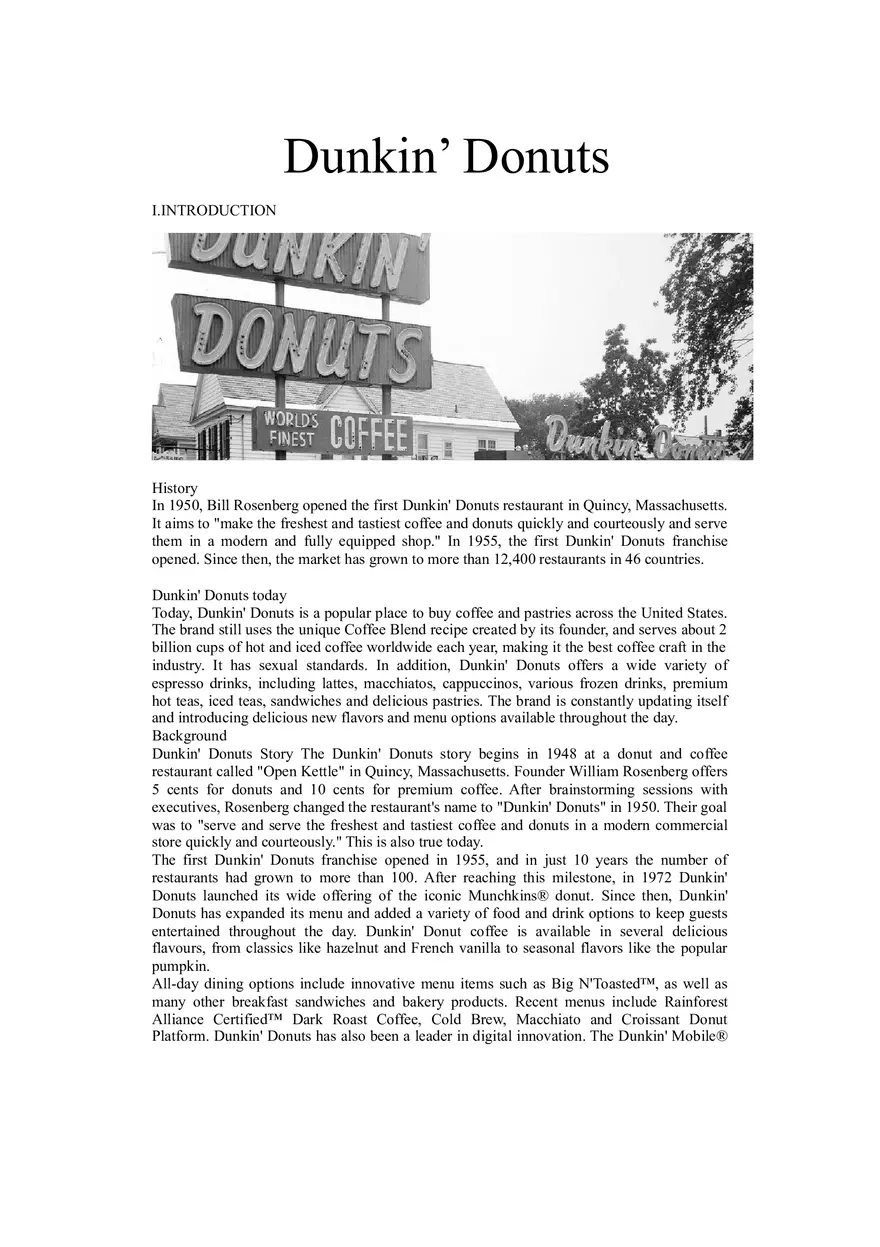 Dunkin Donuts Case Study Marketing - Page 1