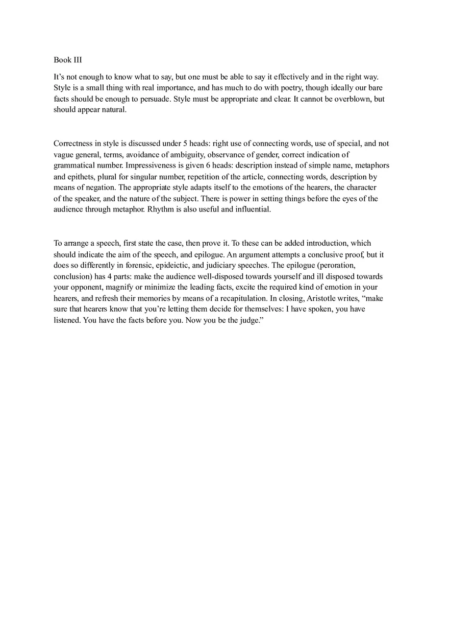 Aristotles Rhetoric A Brief Summary - Page 2