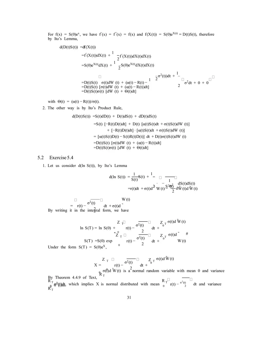 Solutions to Stochastic - Calculus for Finance Part 3 - Page 15