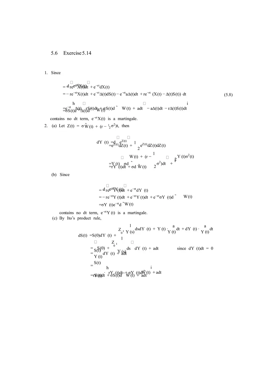 Solutions to Stochastic - Calculus for Finance Part 4 - Page 1