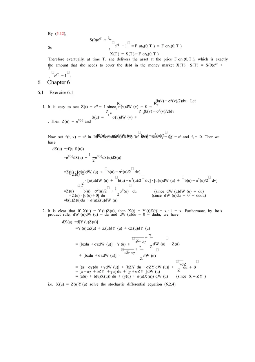 Solutions to Stochastic - Calculus for Finance Part 4 - Page 6