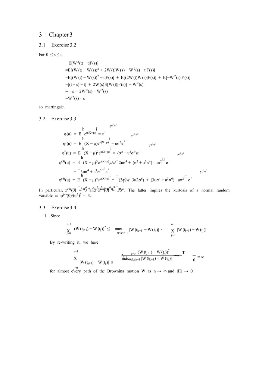 Solutions to Stochastic - Calculus for Finance Part 2 - Page 1