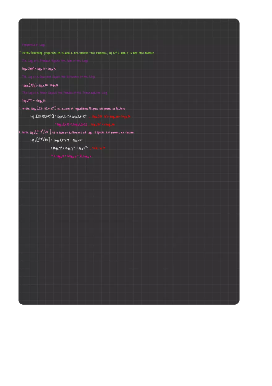 Write A Logarithmic Expression As A Sum Or Difference Of Logarithms - Page 1