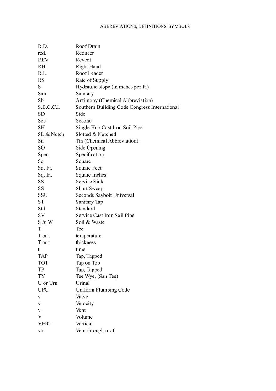 Plumbing Abbreviations, Definitions, and Recommended Symbols for Professionals - Page 9