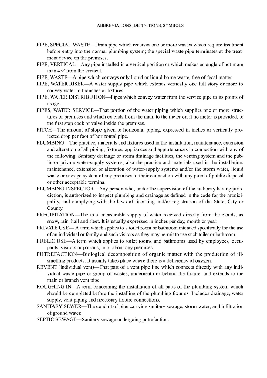 Plumbing Abbreviations, Definitions, and Recommended Symbols for Professionals - Page 13