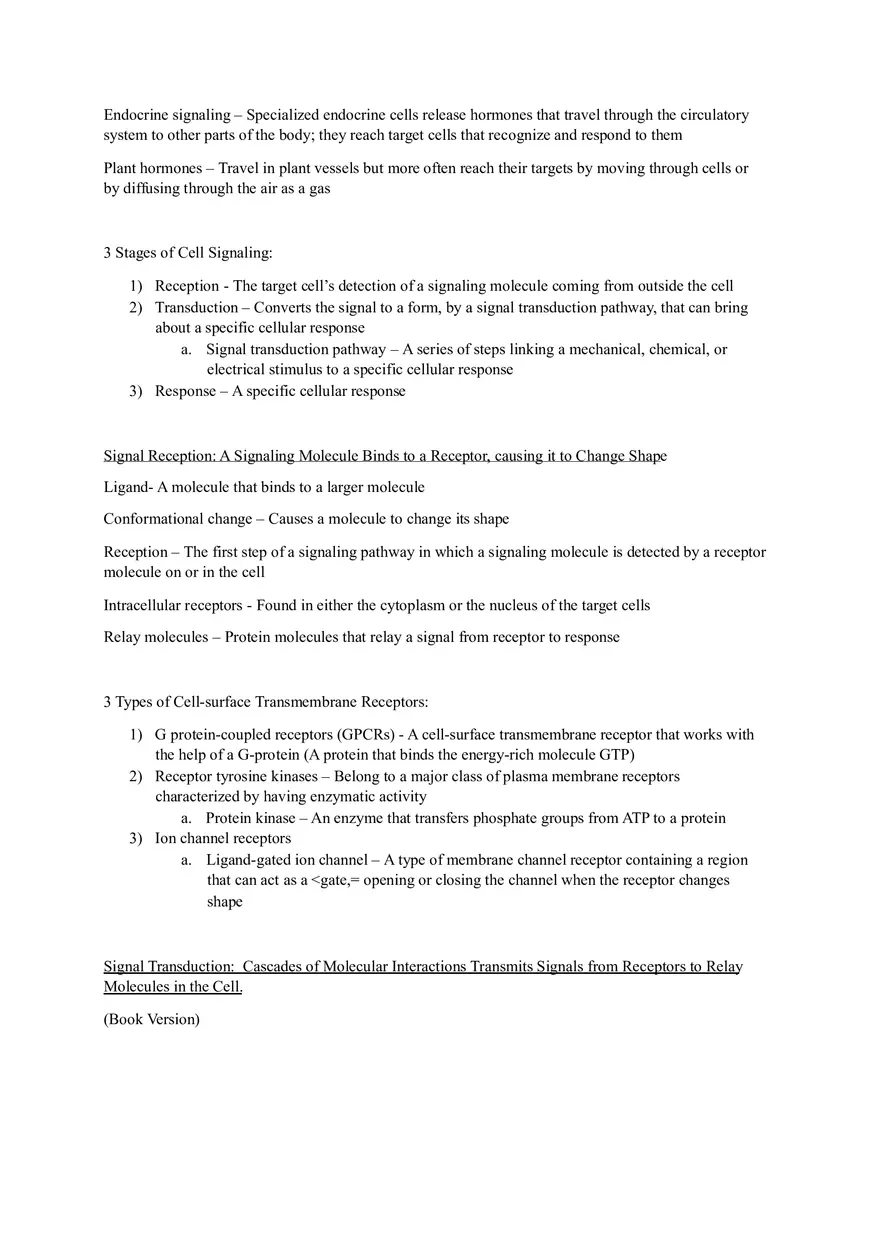 Biology - Chapter 11 Notes (Cell Communication) - Page 2
