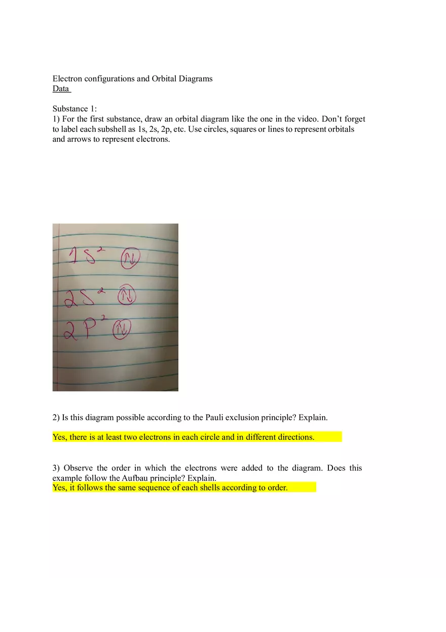Experiment 11 - Electron Configurations and Orbital Diagrams - Page 7