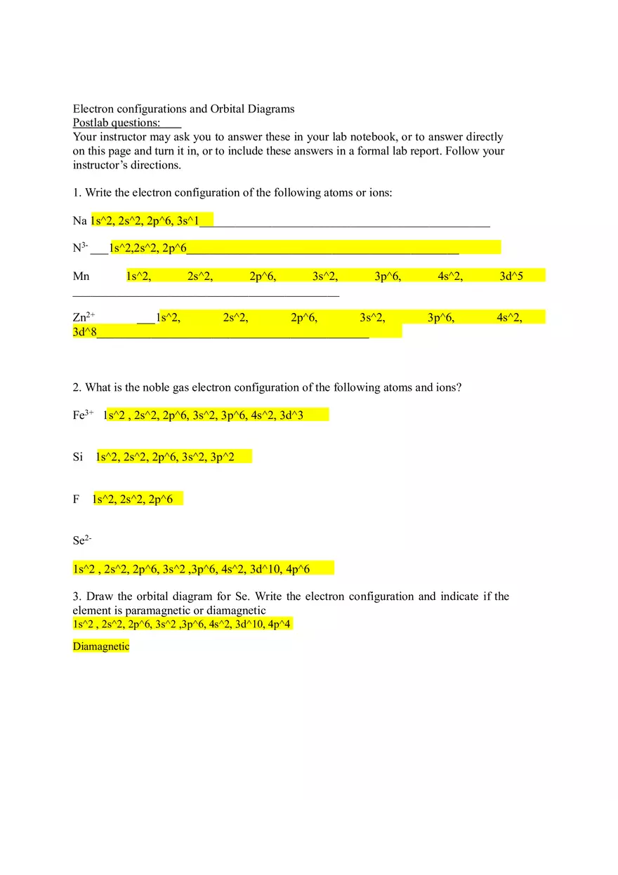 Experiment 11 - Electron Configurations and Orbital Diagrams - Page 6