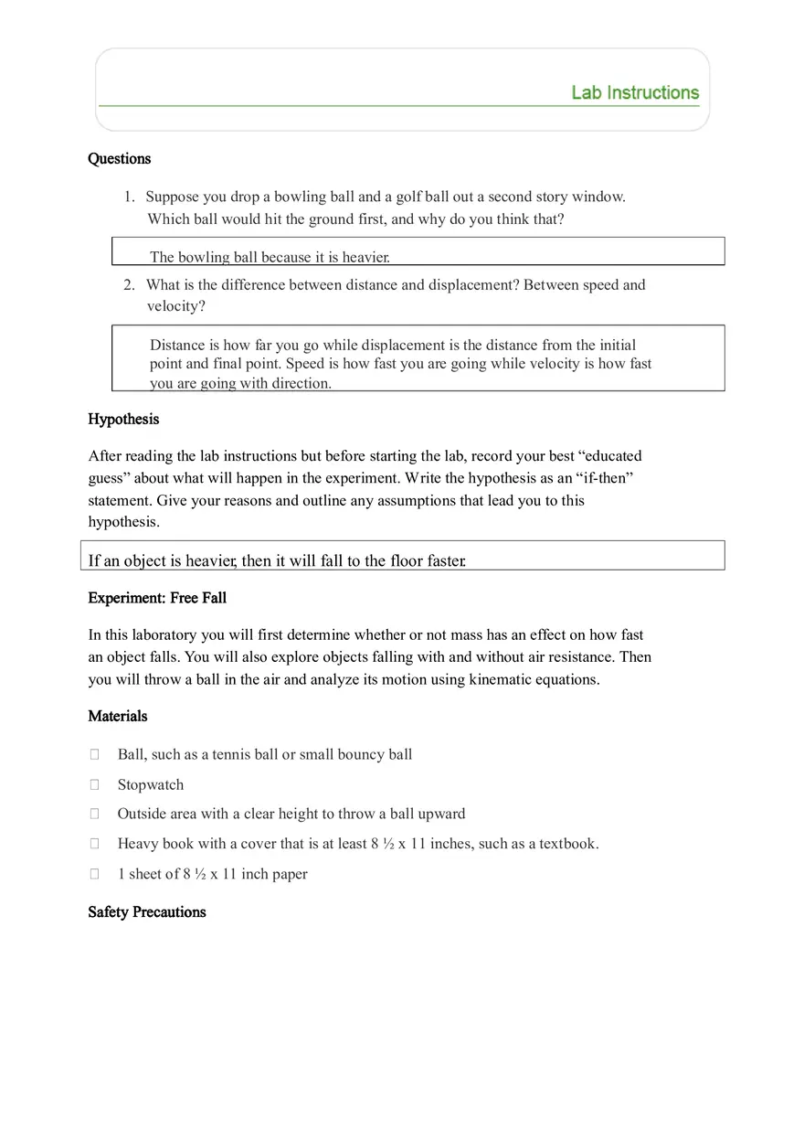 Lab Free Fall - Physics 1 - Page 2