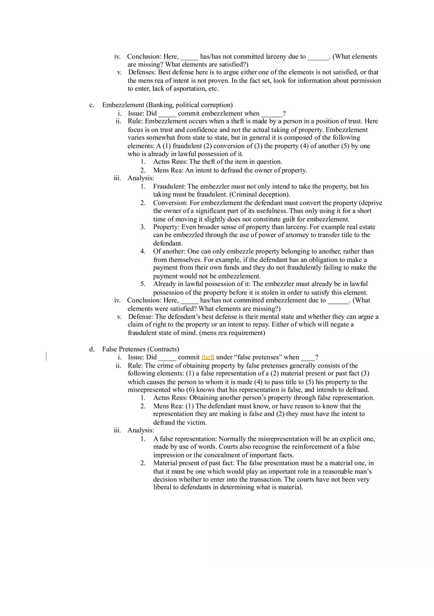Criminal Law - Outline of Crimes - Page 13