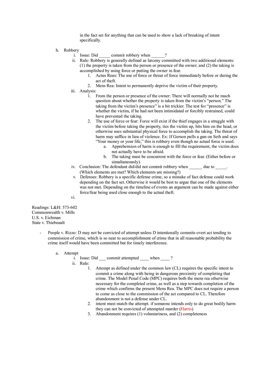 Criminal Law - Outline of Crimes - Page 15