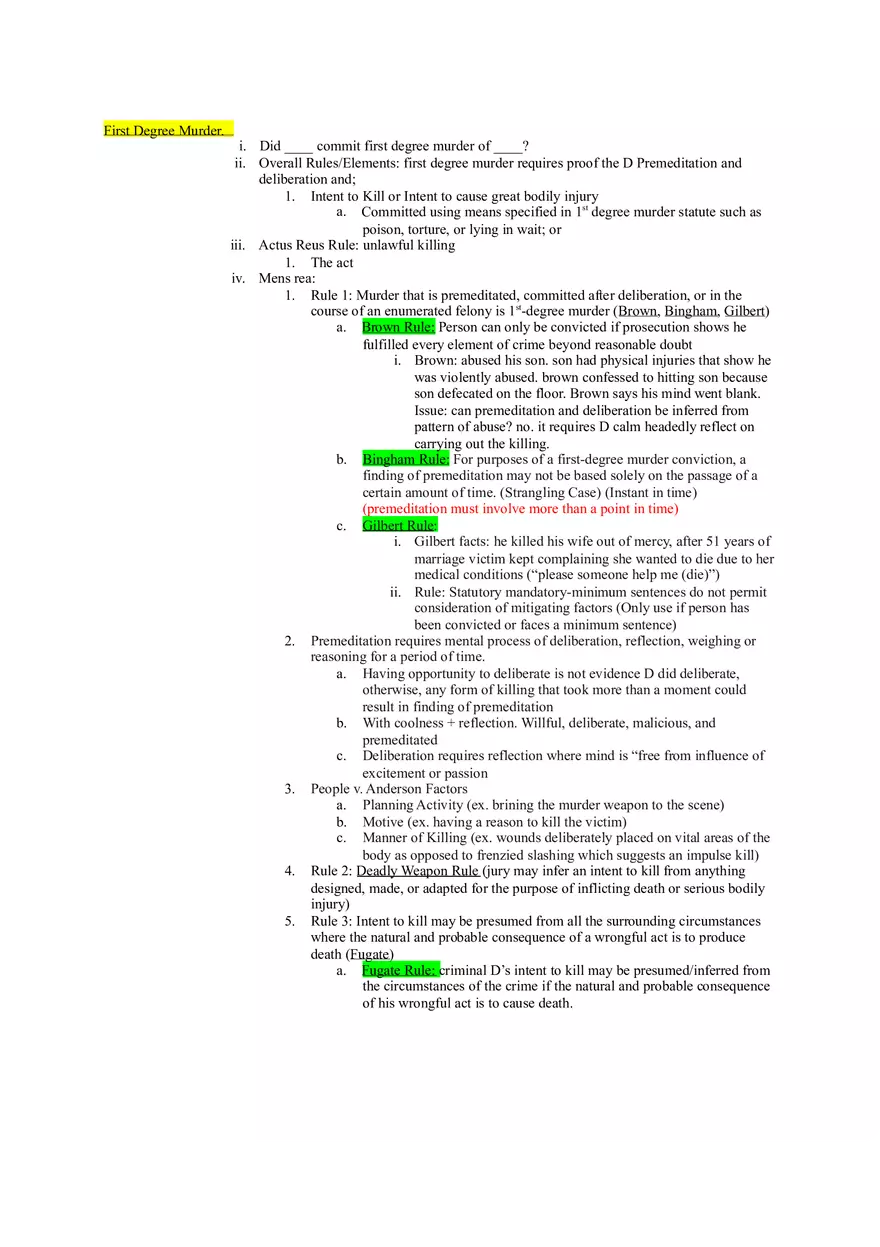 Criminal Law - Outline of Crimes - Page 1