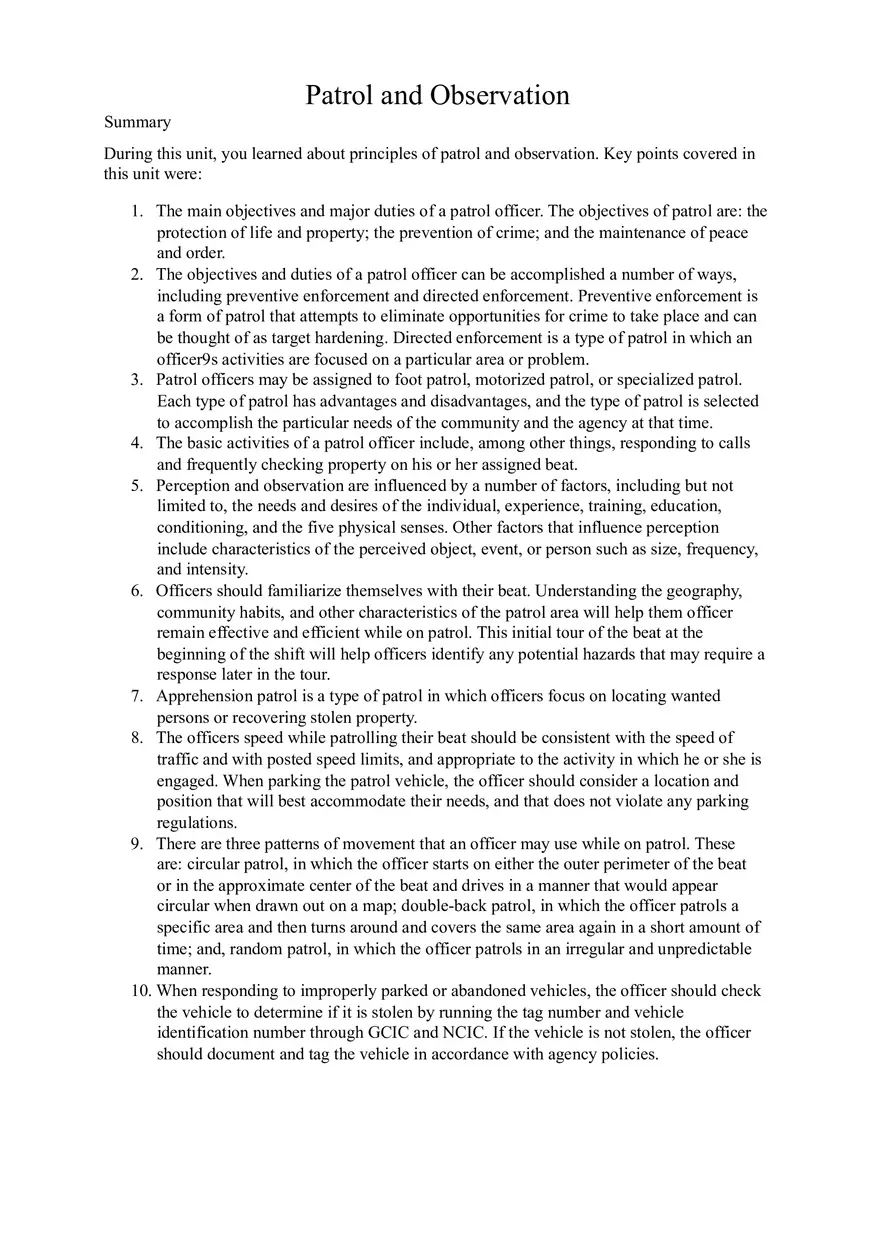 Patrol and Observation - Page 1
