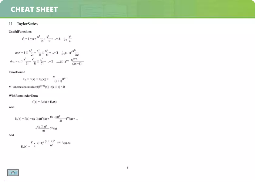 Binomial Theorem - Calculus Cheat Sheet - Page 4