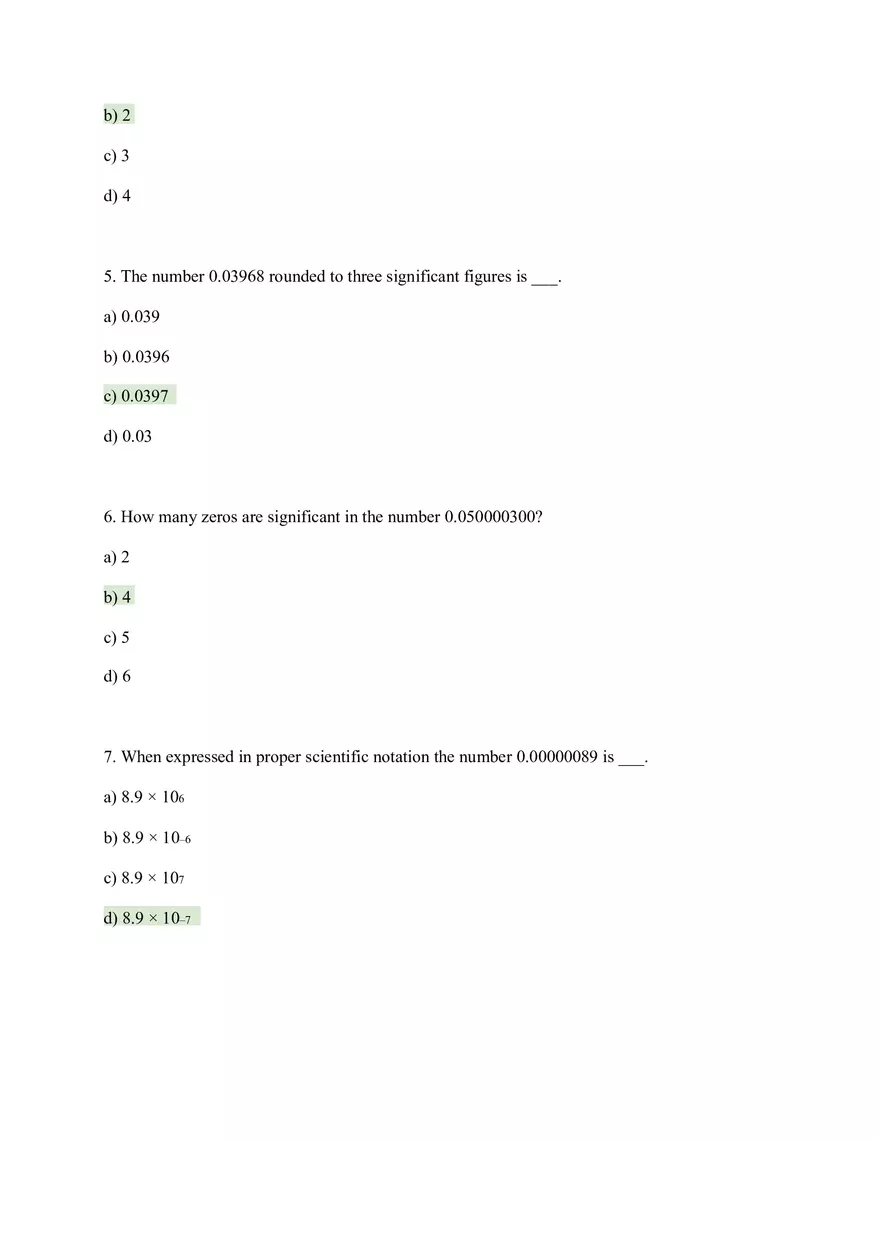 Significant Figures in Measurements Homework - Page 2