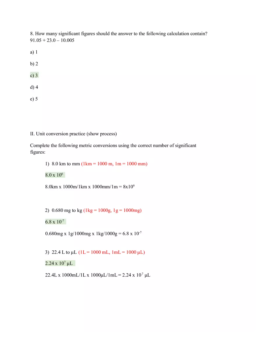 Significant Figures in Measurements Homework - Page 3