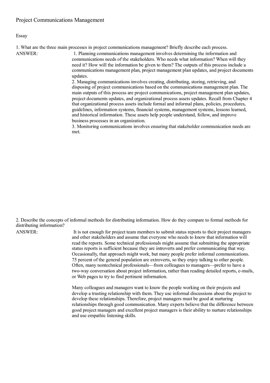 Project Communications Management - Page 1